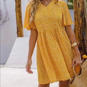 Yellow Floral Flowy Dress